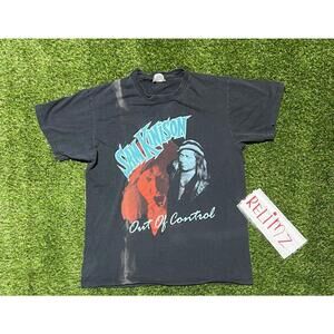 Sam Kinison Out of Control 1988 VINTAGE Black Short Sleeve T Shirt Sz L 519 USA